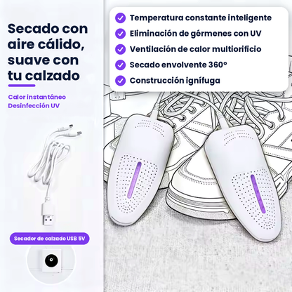 Aire cálido del secador de zapatos para secar botas y zapatillas
