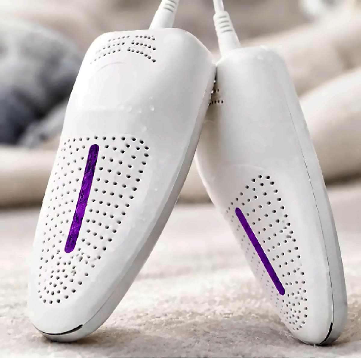 Secador de zapatos USB con luz UV morada